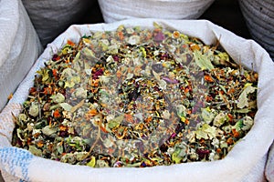 Dried medicinal plants harvested in the Lahij mountains.