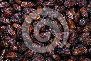 Dried medjool dates full-frame close-up flat lay