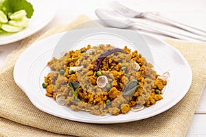 Dried minced pork curry or khua kling moo in Thai