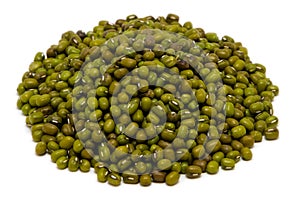 Dried mung beans in a pile