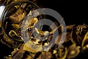 Dried mushrooms in jar