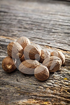 Dried nutmeg seeds