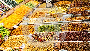 Dried Nuts and Fruit in a Market