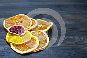 Dried orange and lemon slices background