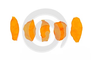 Dried orange peels isolated on a white background