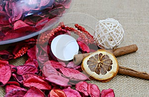 Dried orange and red potpourri