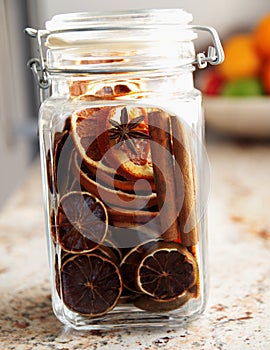 Dried oranges sealed in a jar - Christmas ornament