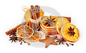 Dried oranges, star anise, cinnamon sticks and gingerbread