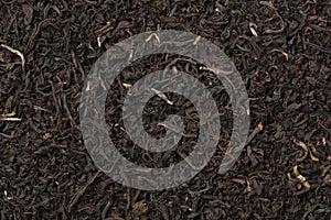 Dried Ostfriesen tea leaves full frame close up