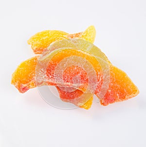 dried papaya slices on background