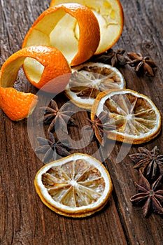 Dried peel of an orange and spice