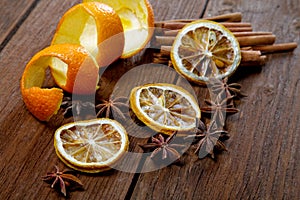 Dried peel of an orange and spice