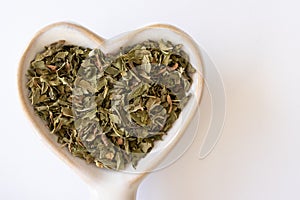 Dried Peppermint Flakes in a Heart Shape