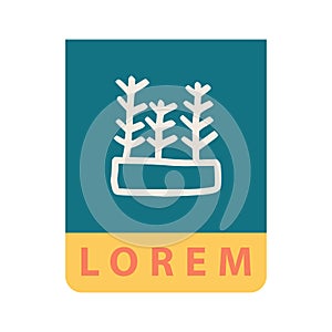 Dried plants in pots logo design in dark blue and yellow, suitable for ornamentation with the theme of environment and ecosystem,