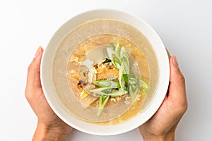 Dried Pollack Soup on White Background