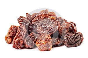 Dried raisins isolated on white background photo