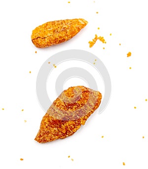 Dried red caviar isolated on a white