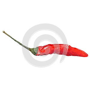 Dried red, the Chile hot pepper isolated on a white background