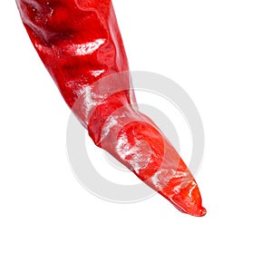 Dried red, the Chile hot pepper isolated on a white background