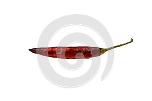 Dried red chili or cayenne pepper isolated on the white background