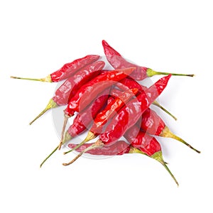 Dried red chili or chilli cayenne pepper isolated on white background