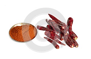 Dried Red Chili Peppers with Red Chili Powder