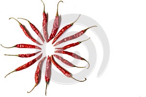 Dried Red Chilly or Chill  isolated on the white background