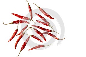 Dried Red Chilly or Chill  isolated on the white background