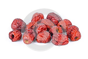 Dried red date or Chinese jujube on white