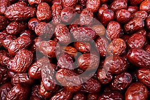 dried red jujube in a market at china.