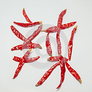 Dried red pepper Chinese characters - spicy