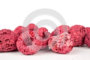 Dried red raspberry isolated on white