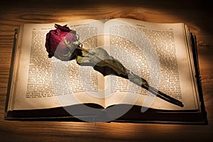 Dried Rose and Book
