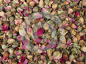 Dried rose buds in a market, Tel Aviv, Israel