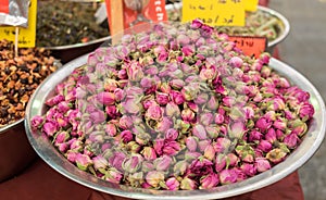 Dried rose buds for sale at Mahane Yehuda Market