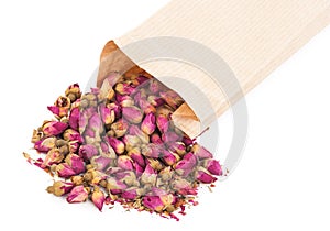 Dried rosebuds and bag photo
