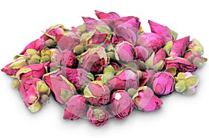 Dried Rosebuds on a white. photo