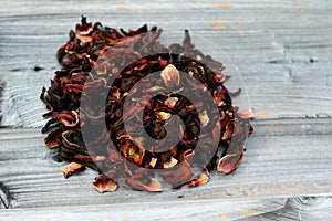 Dried Roselle herbs , a dark red-purple colored bissap wonjo natural herbs, flowers of the Roselle plant Hibiscus used to