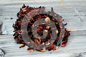 Dried Roselle herbs , a dark red-purple colored bissap wonjo natural herbs, flowers of the Roselle plant Hibiscus used to