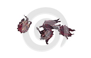 Dried roselle isolated on the white background