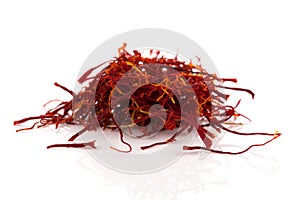 Dried saffron spice isolated