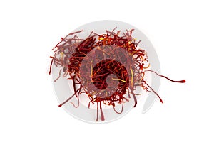 Dried saffron spice isolated