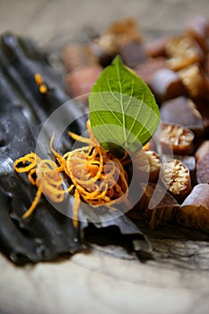 Dried seaweed natural nutrition. Cochayuyo, kombu photo