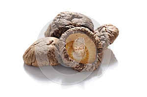 Dried shiitake mushrooms, white background, asia food