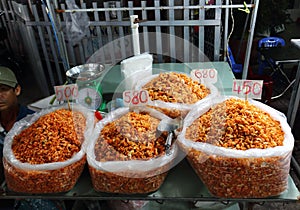 Dried shrimp in bags