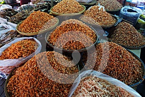 Dried shrimp in the Crab Market of Kep Kep, Cambodia