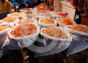 Dried shrimp food fresh in market Background