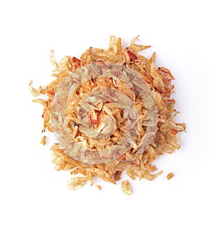 Dried shrimp isolated on a white background.