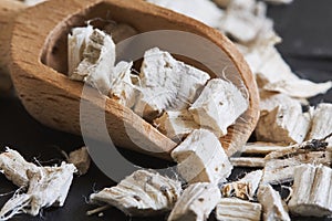 Dried and sliced marshmallow root