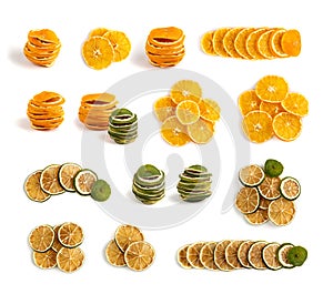 Dried Slices of Lime and Green Orange Isolated